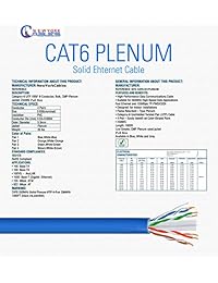 CAT6 Plenum Bulk 1000 ft 550 MHz CMP Ethernet Cable de red Color blanco