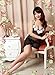 ACEFAST INC New Sexy Lingerie V-Neck Black and White Flowers Skirt Nightgown Dres