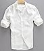 Youhan Men's Long Sleeve Fitted Linen Shirt Medium White