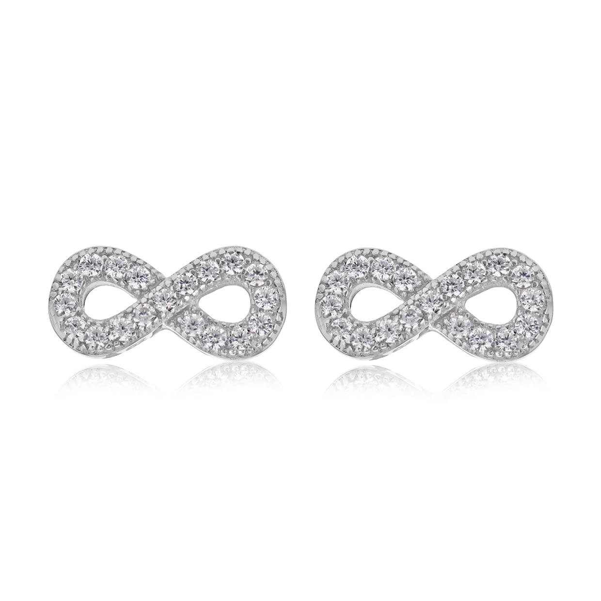 Tuscany Silver Women's Sterling Silver Cubic Zirconia Infinity Stud Earrings