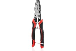 Linemans Pliers, HOUSERAN Combination Pliers with Wire Stripper and Crimper, 8.3 Inch Lineman Plier, Spring Loaded with Safet