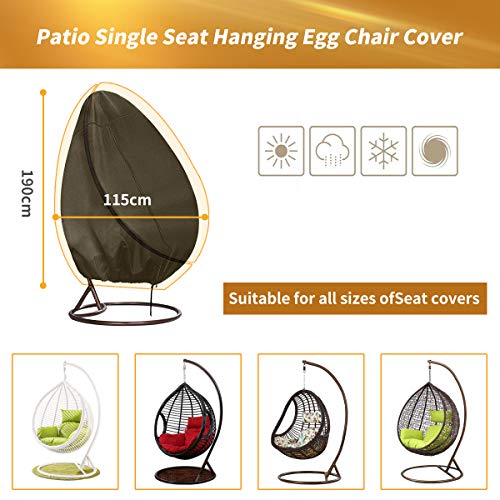 Hängesessel Schutzhülle mit Reißverschluss, Premium 420D Oxford-Stoff Schwebesessel Abdeckung, Wasserdicht Windabweisend… – Bild 5