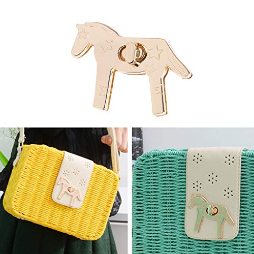 Misright 2 Sets Horse Shape Metal Purse Handbag Twist Turn Lock DIY Handbag Shoulder Bag Purse Hardware Accessories