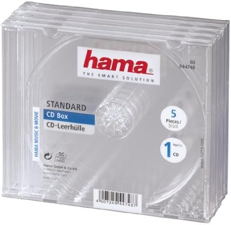 Hama 044748 - Caja para 1 CD, 5 Unidades, Color Transparente: Amazon.es: Electrónica