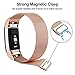 POY For Fitbit Charge 2 Bands, Milanese Loop Stainless Steel Bracelet Smart Watch Strap with Unique Magnet Lock for Fitbit Charge 2 Replacement Wristbands Large Small