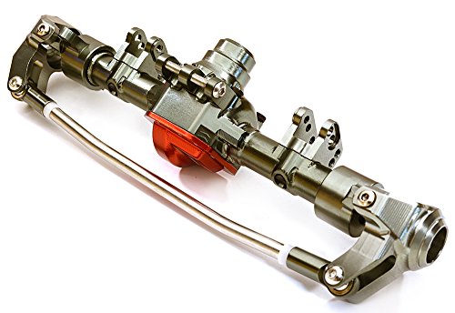 Integy RC Model Hop-ups C27151GUNRED Billet Machined Complete Front Axle Housing Assembly for Axial 1/10 SCX10 II