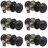 Probrico Privacy Door Knob Handles Bed and Bath Keyless Leversets Oil Rubbed Bronze Lockset 6 Pack