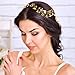 Yean Leaf Bride Wedding Headband Gold Bridal Hair Accessories Rhinestones Headpiece for Women and Girls