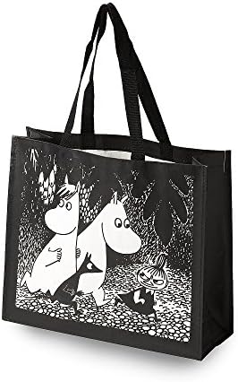 Moomin (Muumi) New Black Strong Reusable Waterproof Travelling Shopper Shopping Grocery Supermarket Market Tote Laundry Beach Storage School Children's Handbag Bag (2 Bags (SAVE 12%))