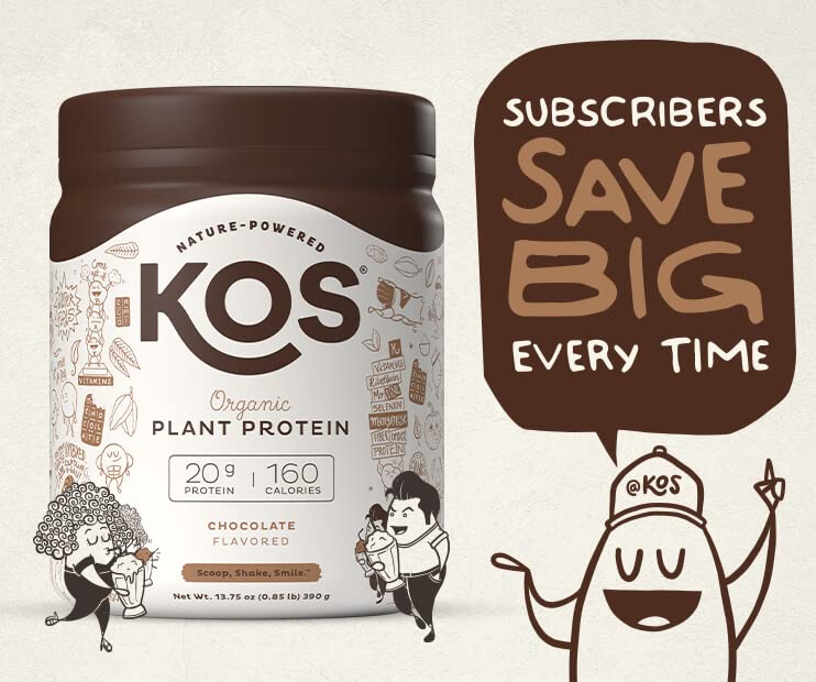 KOS Vegan Protein Powder Erythritol Free, Chocolate Organic Pea