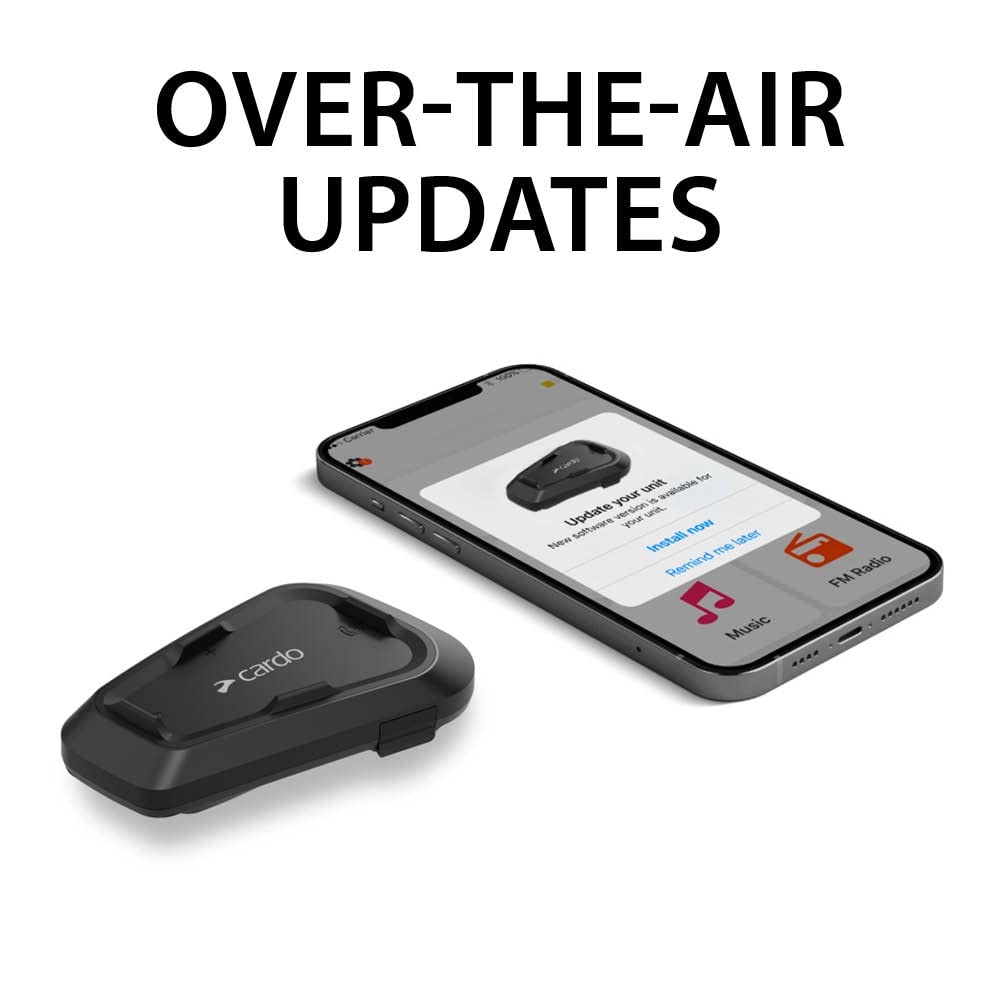 Cardo Systems Spirit Motorcycle Bluetooth Communication Headset, 2-Way Bluetooth, Thin 32mm Speakers, Waterproof, Universal Connectivity - Single Pack