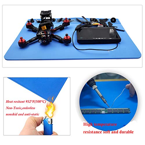 STARTRC Magnetic Heat Resistant Silicone Repair Tool Mat for Soldering Iron,Phone and Computer Repair,Gift for Techie,DIY Drone Maintenance Repair Mat 19.69 x 13.78 inch