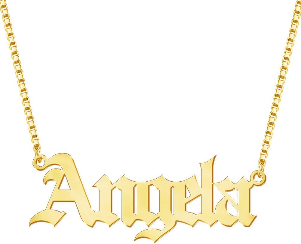 Yopicks Custom Name Necklace Personalized, 18K Gold Plated Sterling Silver Name Necklace for Women Girls Gift