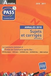 Concours PASS, annales du concours 2010