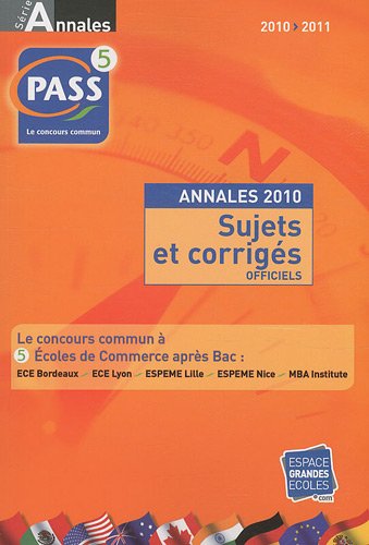 Concours PASS, annales du concours 2010