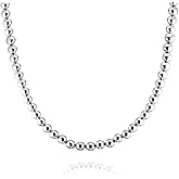 Savlano 925 Sterling Silver 6MM Handmade Bead Ball Strand Chain Necklace For Women - Made in Italy Comes With a Gift Box