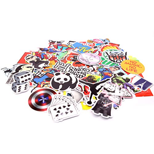 image for NAVAdeal 100pcs Assorted Kids Friendly Waterproof Vinyl Stickers, Perf