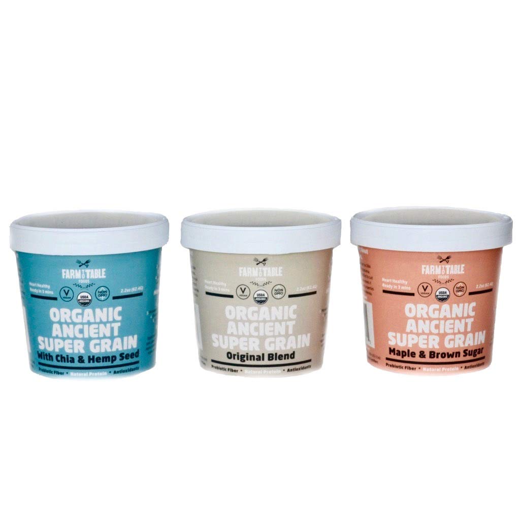 Farm to Table Foods Organic Ancient Grain Oatmeal Cups -Combination-12 pack