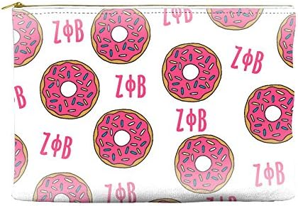Zeta Phi Beta Donut Pattern White Cosmetic Accessory Pouch Bag for Makeup Jewelry &amp; other Essentials