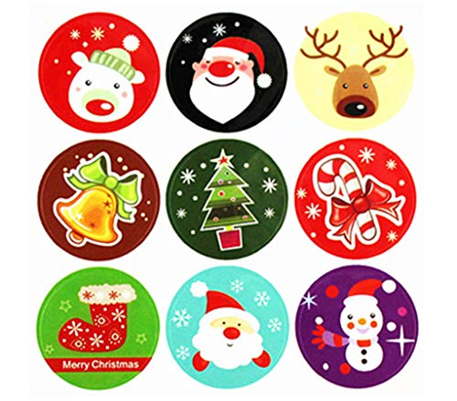 Kinteshun Christmas Sealing Sticker,Self-adhensive Xmas DIY Decorative Gift Packing Wrapping Envelope Seals Baking Label Paster Decals Sticker(10 Sheets,90pcs)