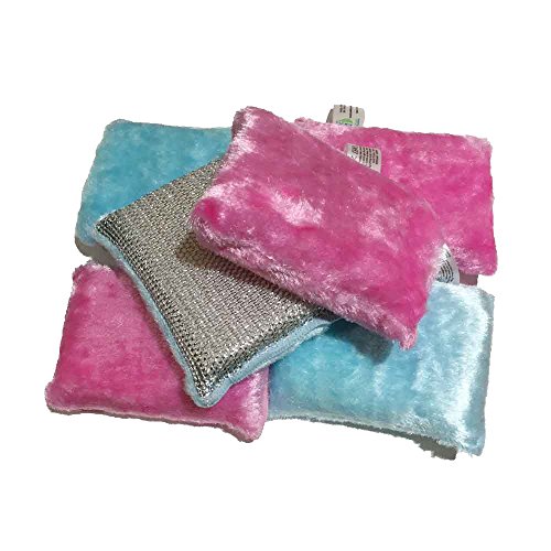Innovative Housekeeping Purus Wood Fiber Cleaning Sponges, Pink/Blue, 2.4 Ounce