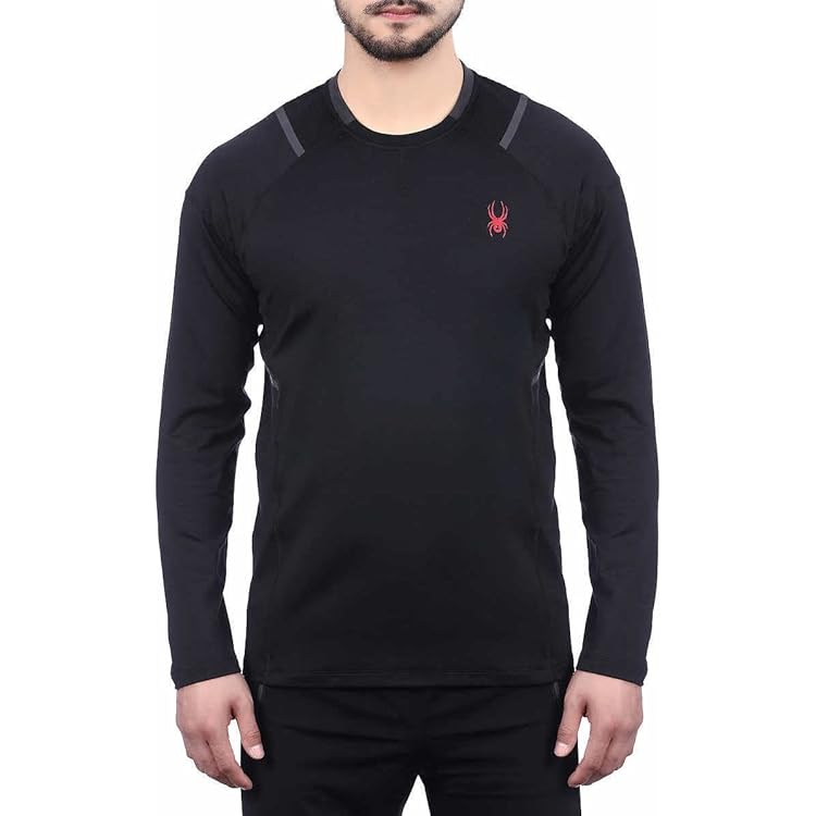 トップス CHASSE CODE long sleeve T spider pants Momentum Top Ski Base Layer Top - Black - Mens | Spyder