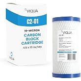 Viqua C2-01 Carbon Block Water Filter Cartridge, 10x4.5 Inch | 10 Micron, High Flow 6.5 GPM, Reduces Chlorine, Taste &amp; Odor, Fits Standard 10-Inch Housings, NSF Certified
