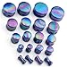 PiercingJ 6g- 0g- 3/4" (4-20mm) Acrylic Drum Shape Cute Polka Dot Saddle Plug Gauge Ear Stretcher (Dark Blue)