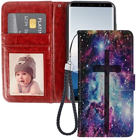 Samsung Galaxy Note 8 Black Cross Nebula Design Wallet Case Leather Cover Shockproof and Multi Slots Flip Card Holder Pocket Case for Samsung Galaxy Note 8 LingHan