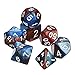 EBOOT 7-Die Polyhedral Dice Compatible with DND Dice Set Dungeons and Dragons with Black Pouch (Blue Brown)