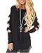 Ferbia Ladder Cut out Long Sleeve Knit Sweater Solid Jumper for Women