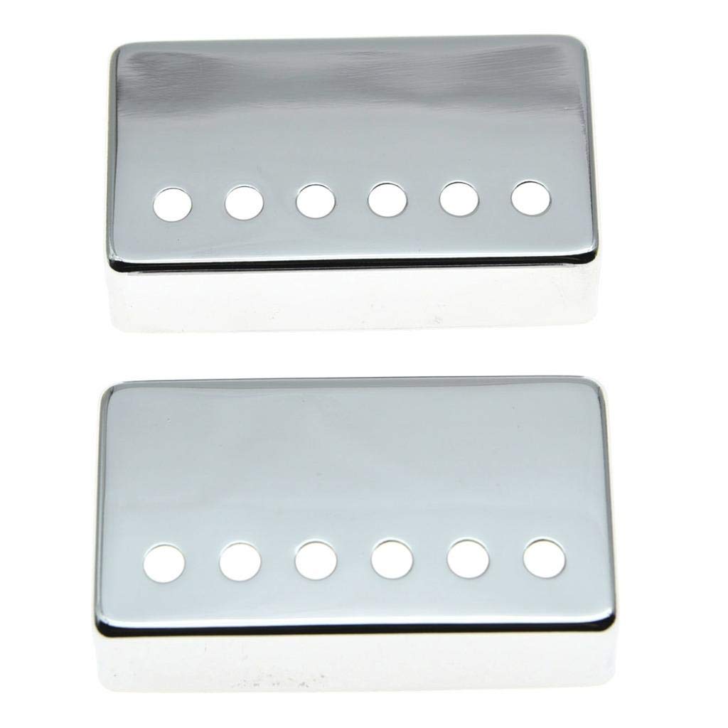 Photo 1 of KAISH Set of 2 Humbucker Guitar Pickup Cover Brass Humbucker Pickup Covers 49.2mm/52mm Pole Spacing Pickup Covers Chrome