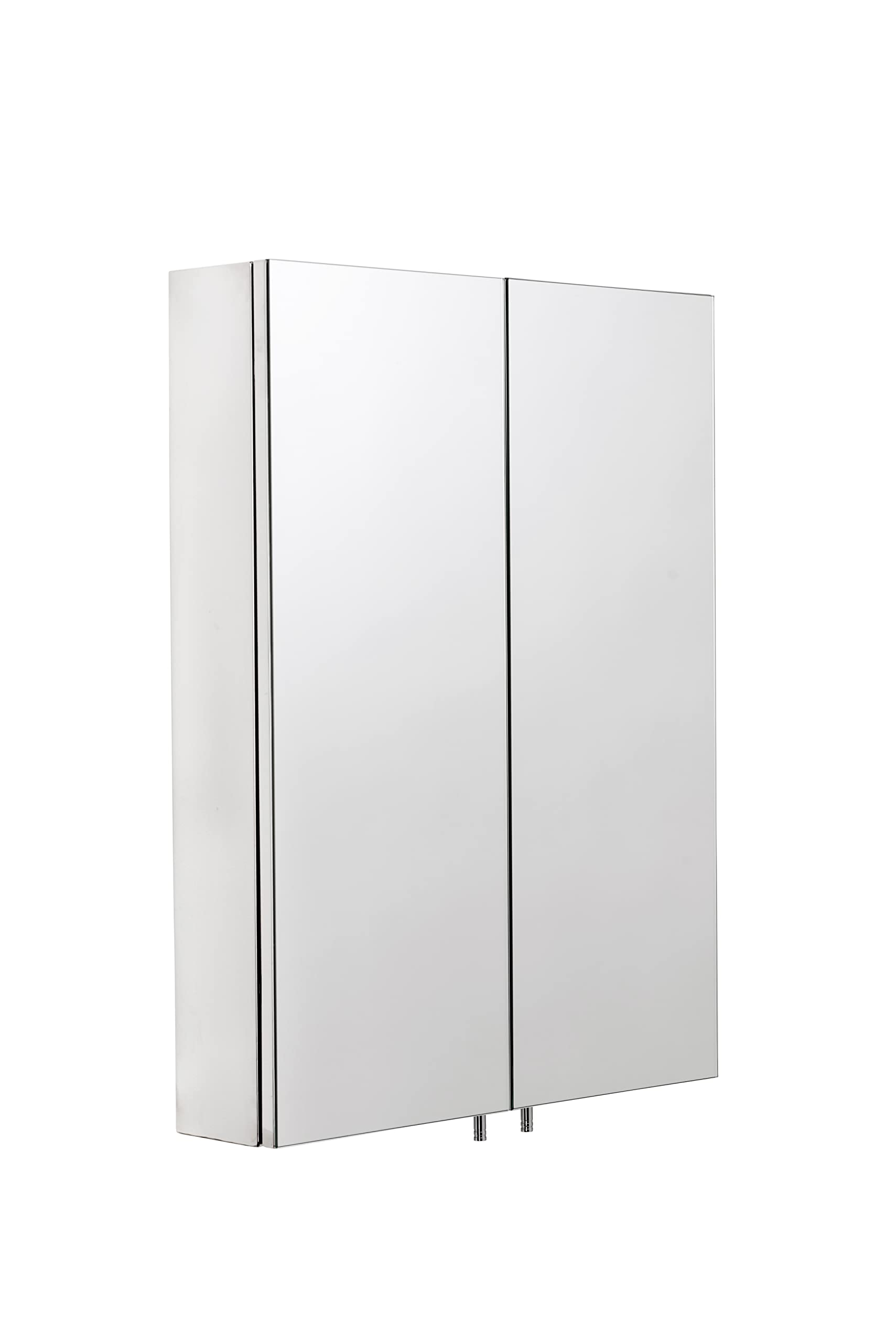 Croydex Anton Stainless Steel Bathroom Mirror Cabinet - Medium Double Door Bathroom Sink Cabinet with Two Adjustable Shelves and Fully Assembled (67x50cm)
