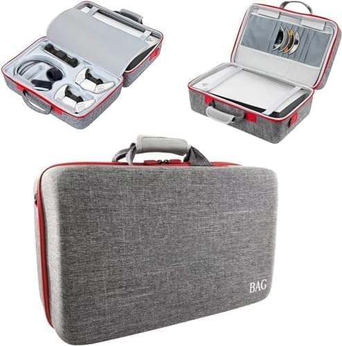 Cenxi Storage Bag For Ps5-Shockproof Hard Shell Bag- Luxury Waterproof Shoulder Playstation 5,Console & Accessories Organizer (Gray)
