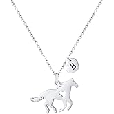 MONOOC Valentines Gifts for Kids Her Girls - Horse Necklace Gifts for Girls Horse Jewelry Necklaces Heart Initial Necklace Valentines Gift for Kids Her Teen Girl Women
