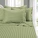 Elegant Comfort Super Silky Soft - 1500 Thread Count Egyptian Quality Luxurious Wrinkle, Fade, Stain Resistant 4-Piece STRIPE Bed Sheet Set, Queen Green