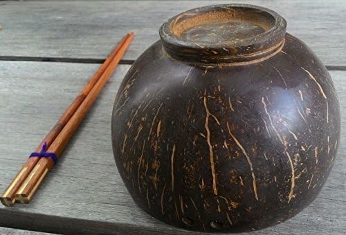 Classic Decorative Multipurpose Coconut Shell Deep Bowl with Chopstick