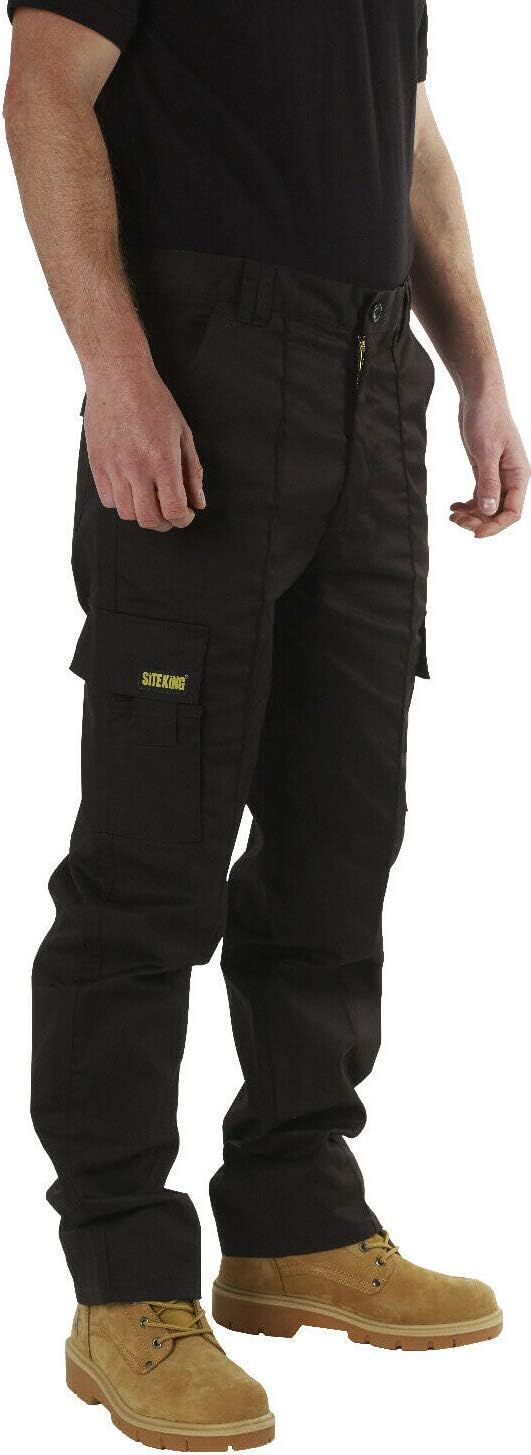 SITE KING Mens Cargo Combat Work Trousers Sizes 28 to 56 with Button & Zip Fly