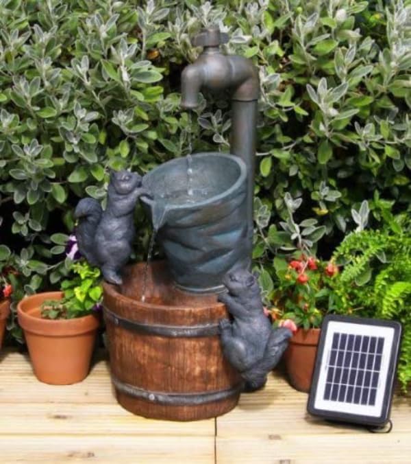 Primrose 72cm Solar Powered Squirrel Water Feature Fountain - 2 Tier