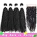 XYHair 4 Bundles Virgin Brazilian Human kinky Curly with Lace Closure Hair Weave 7A 100% Unprocessed Jerry curly hair bundles deep curly weft Extensions Natural Color(16161818+14)