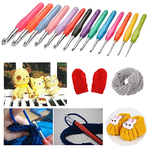 FOCCTS 14 Sizes Crochet Hooks Set, 2mm(B)10mm(N) Ergonomic Crochet