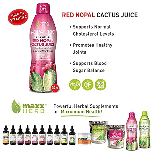 Maxx Herb Organic Nopal Cactus Juice, Prickly Pear Juice Antioxidant