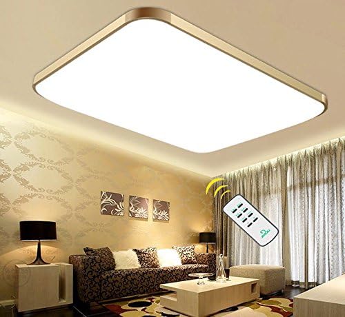 Dimmable Modern Led Ceiling Lights Squar Rectangle LED Lighting Fixtures;LED Chandeliers,Lamps (Gold 144W 3625 inch &amp; Remote)
