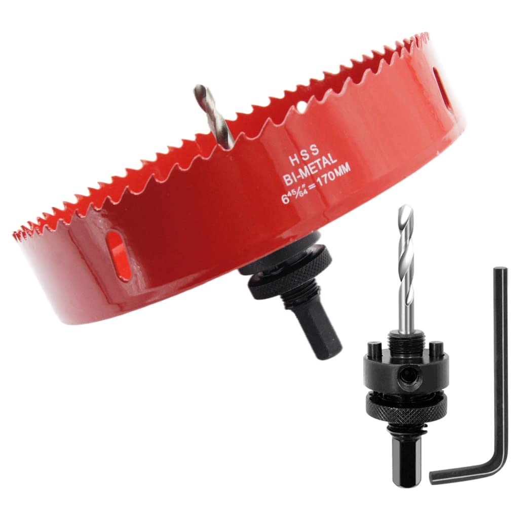 6.7 inch Hole Saw, LAIWEI 170mm Hole Cutter, with A2 Heavy Duty Mandrel, 4341 Drill bit for Drilling Wood, Sheet Metal, Aluminum Profiles, Drywall, PVC and Other Materials (6-11/16” 170mm) — image 1