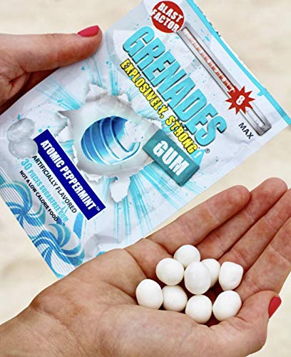 Grenades GUM Explosively Strong Sugar-Free Gum - Intense Minty Blast That'll Blow You Away - Breath Freshening & Long Lasting Flavor - Fruit & Mint Variety Pack of 5 (150 Pieces)