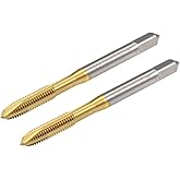 uxcell Spiral Point Plug Threading Tap M5 x 0.8 Thread, Ground Threads H2 3 Flutes, High Speed Steel HSS 6542, Titanium Coate