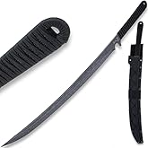 Black Ronin Combat Wakizashi Sword with Injection Molded Sheath | Stainless Steel Blade | Cord-Wrapped Handle