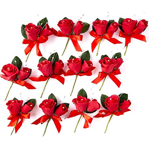 Factory Direct Craft Red Foam Rose Boutonniere Picks | 12 Pieces