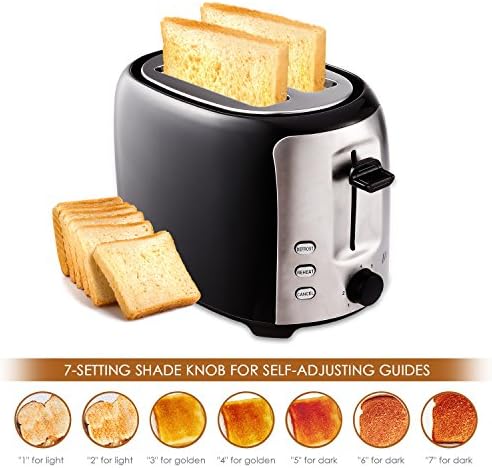 2-Slice Toaster, 7 Temperature Levels,Toaster for Bagels with Wide Slots