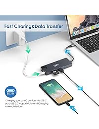 Adaptador USB C Hub a HDMI VGA   9 en 1 USB Tipo C adaptador con 4K HDMI, VGA, USB C carga, 2 puertos USB 3.0, lector de tarjetas SD TF, conector de audio de 0.138 in, Gigabit Ethernet compatible MacBook Pro 2018 17 16